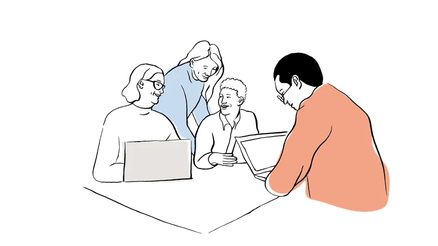 Fyra personer i skolmiljö