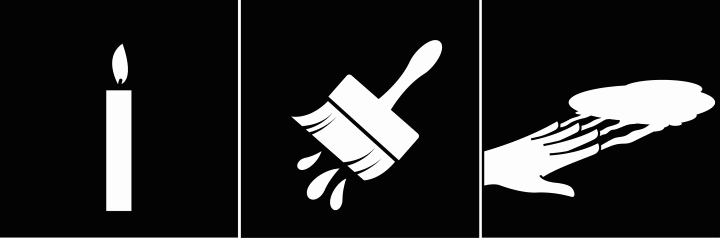 Pictogrammen för ljus, färg och fingerfärg