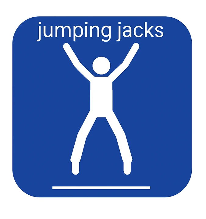 Stationskort med övningen jumping jacks