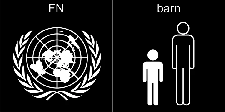Pictogram som visar FN och Barn