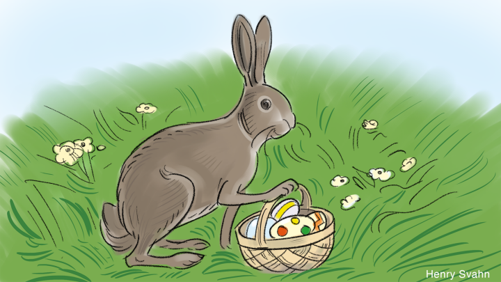 Hare med påskägg.