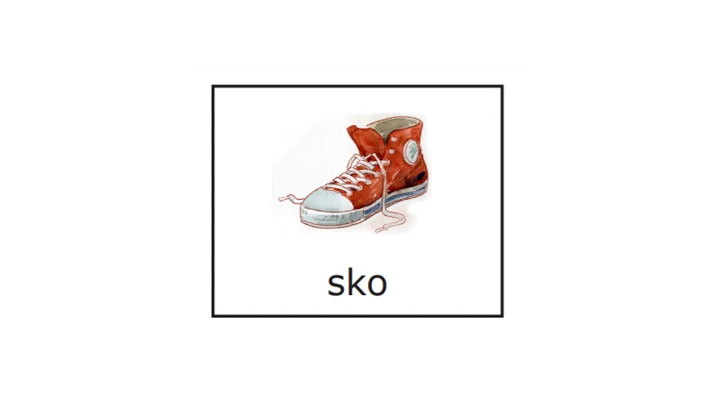 Illustration av en röd sko samt texten 