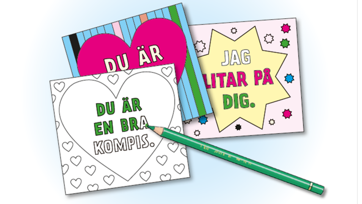 olika kort som det står, du är en bra kompis, på.