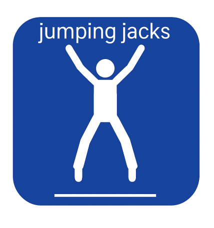 Stationskort med övningen jumping jacks