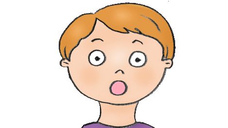 Illustration av en pojke som gapar stort med munnen.