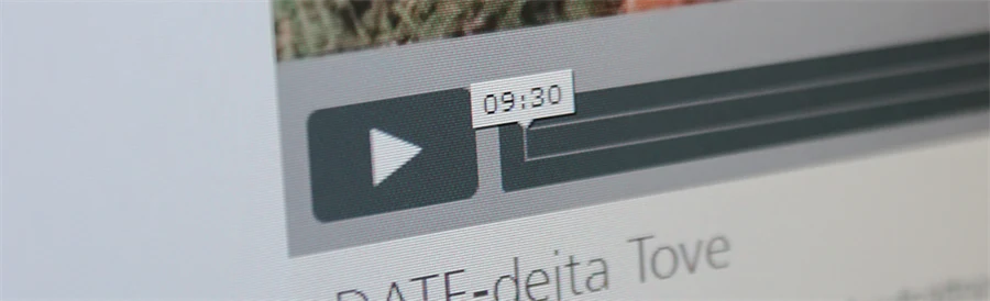 Ett skärmklipp som visar nedre vänstra hörnet på en filmspelare på webbsidan DATE-dejta Tove