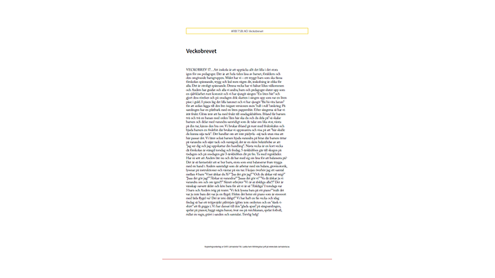Arbetsblad: Veckobrevet