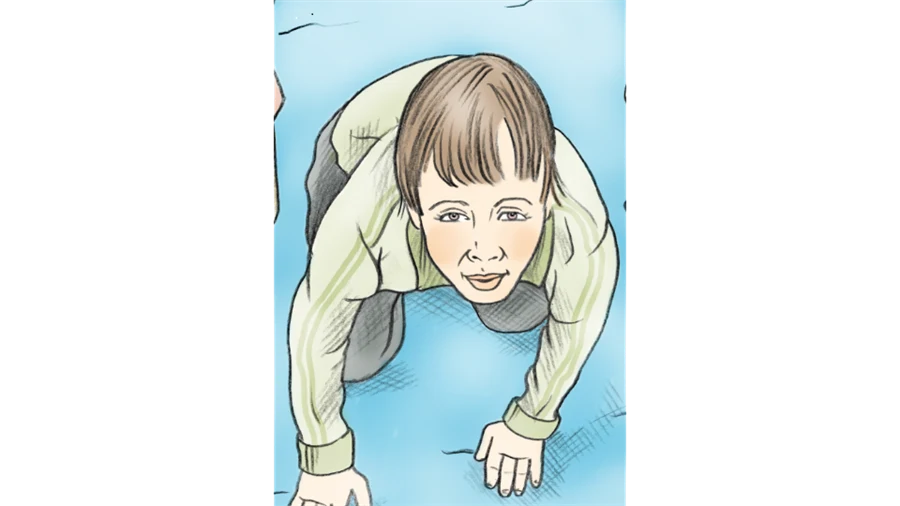 Illustrationen visar en pojke som kryper på marken.