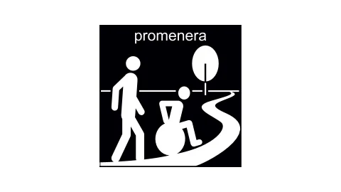 Pictorgram: två personer som är ute på en promenad