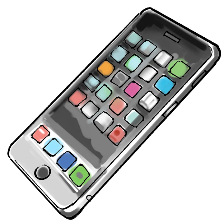Illustration av en mobiltelefon.