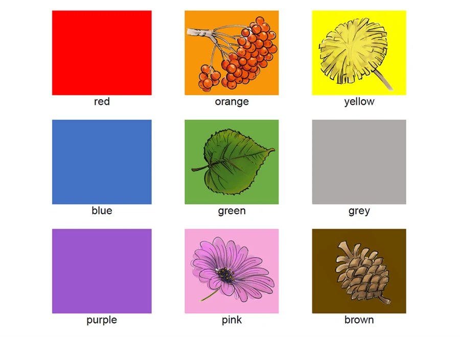 Rutor med olika färger.