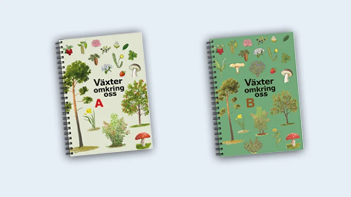 Bilder på de två böckerna Växter omkring oss