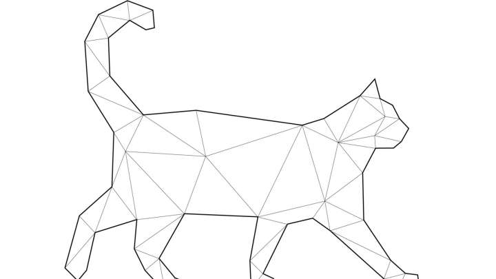 Illustrerad bild på katt med olika geometriska former.