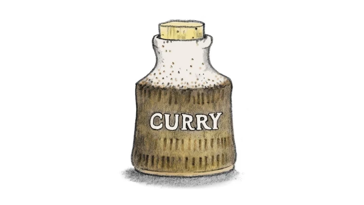 Illustration av en kryddburk. På den står det 