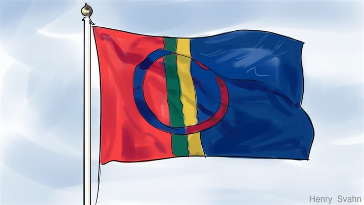 Den samiska flaggan.