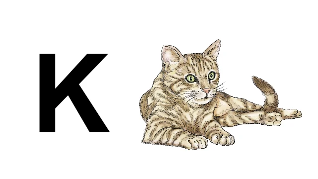 Illustration av bokstaven K och en katt