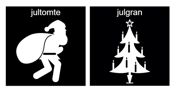 Pictogram: jultomte och julgran