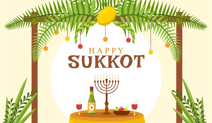 Bild sär det står Happy Sukkot.