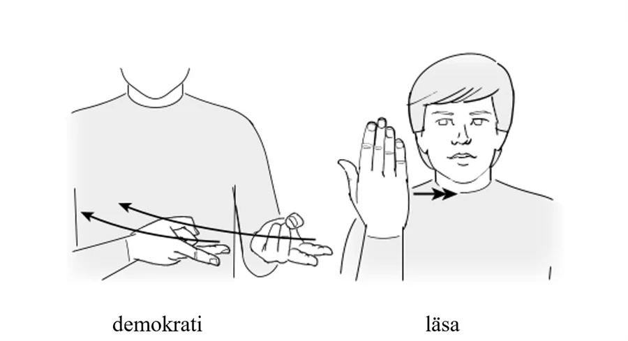 Teckenbilder på demokrati och läsa