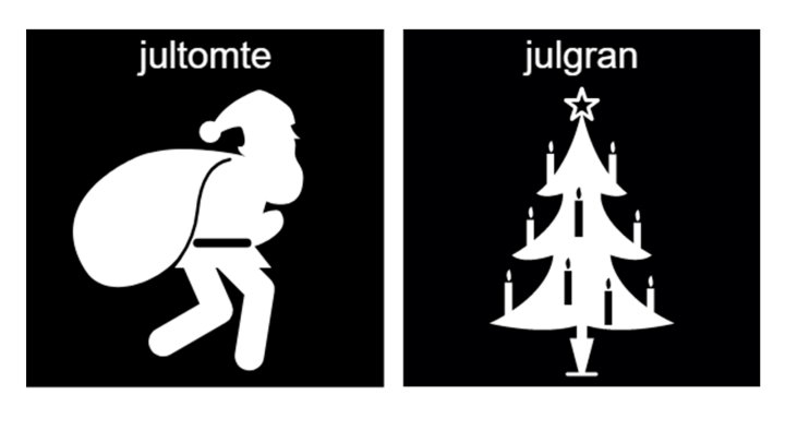 Pictogram: jultomte och julgran