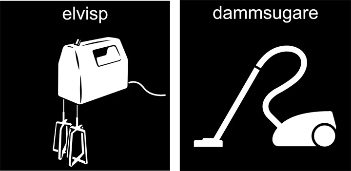 Pictogram: Elvisp och damsugare