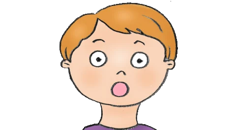 Illustration av en pojke som gapar stort med munnen.