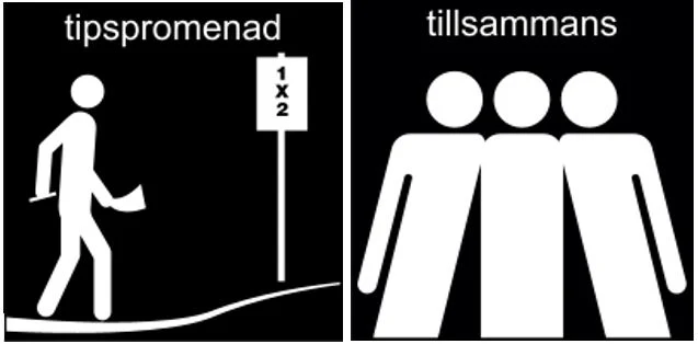 Pictogram på tipspromenad och tillsammans