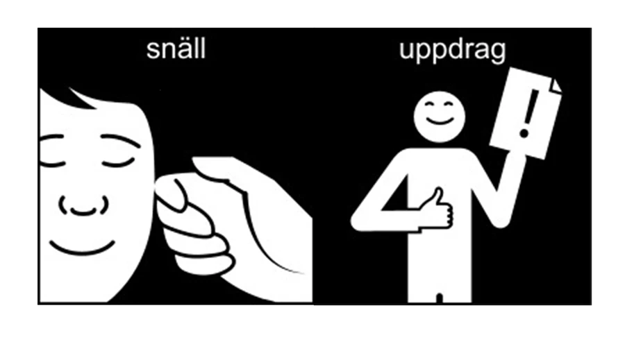 Pictogram: snäll och uppdrag