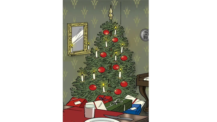 en klädd julgran