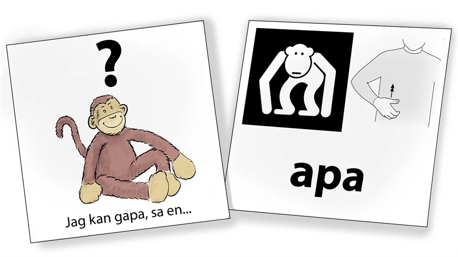 Två olika bilder på en apa.