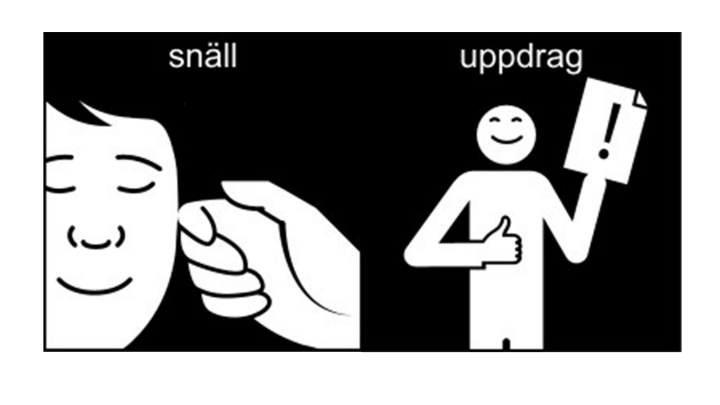Pictogram: snäll och uppdrag