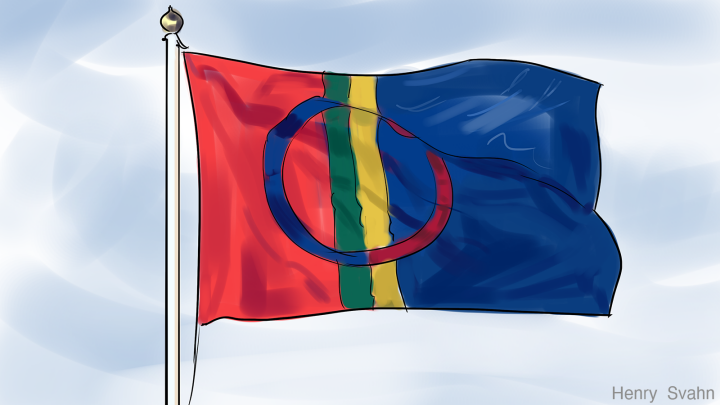 Den samiska flaggan.