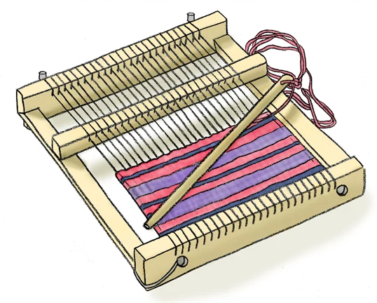Illustration av en vävram.