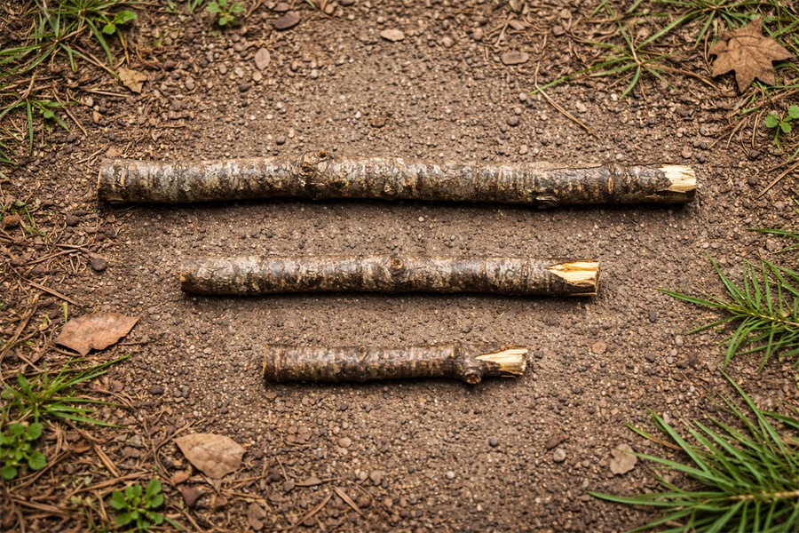 Bild på tre pinnar i olika längder