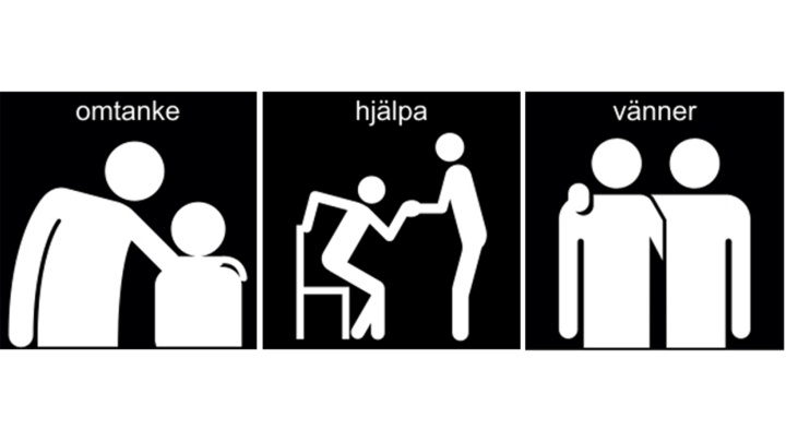 Pictogram: omtanke, hjälpa och vänner.